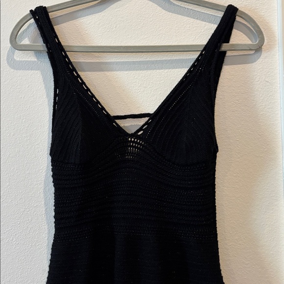 Torn by Ronny Kobo Mari Black Open Back Sexy Knit Maxi Dress Medium Crochet - Picture 3 of 13